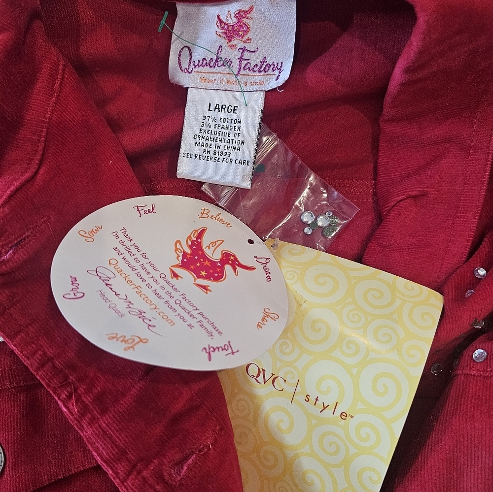 NWT Quacker Factory Red Corduroy Jacket Rhineston… - image 6